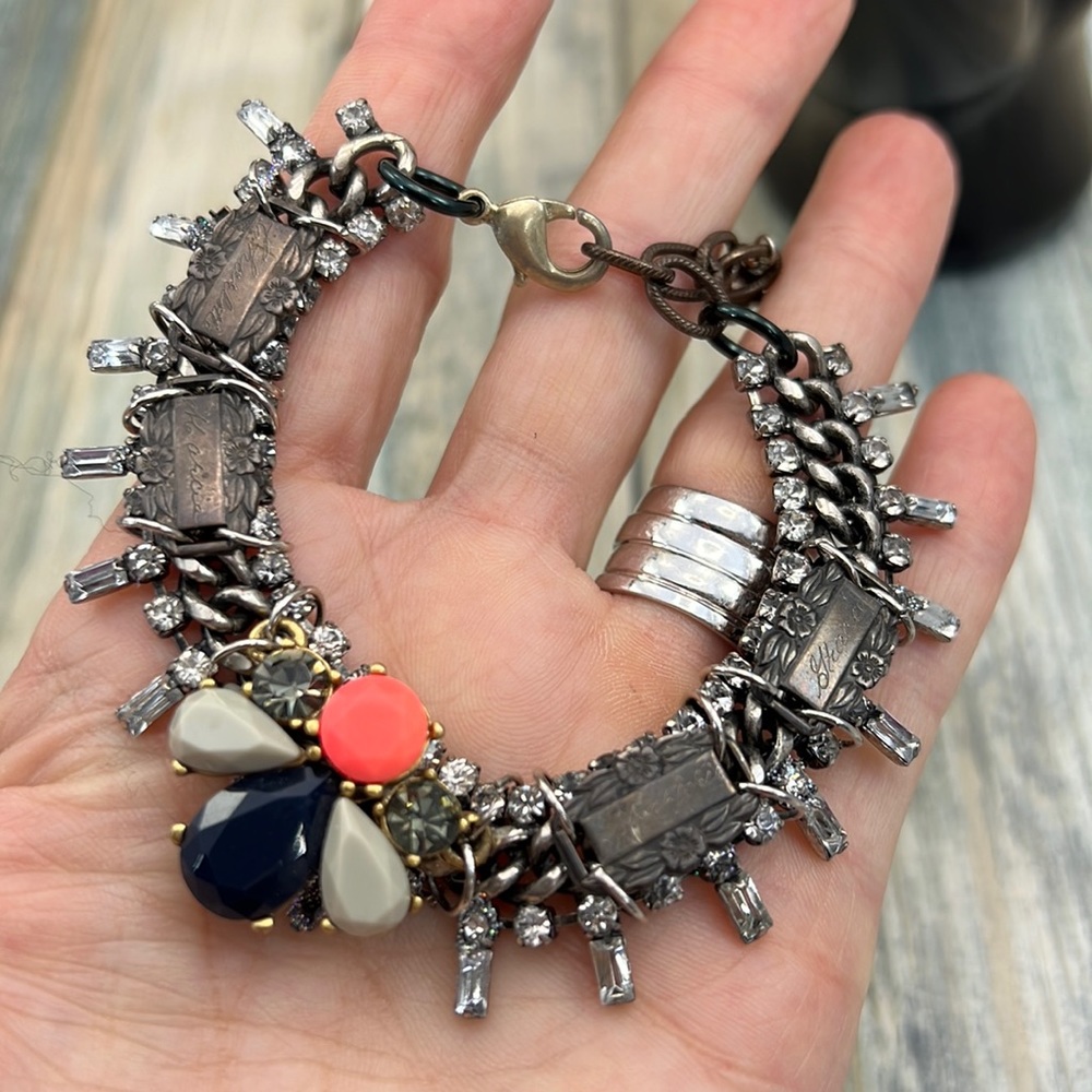 Adorned Crown Artisan Assemblage Silver Name Link… - image 5